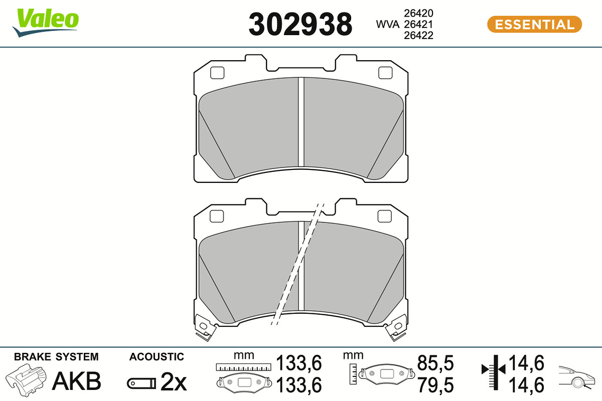 Brake Pad Set, disc brake - 302938 VALEO